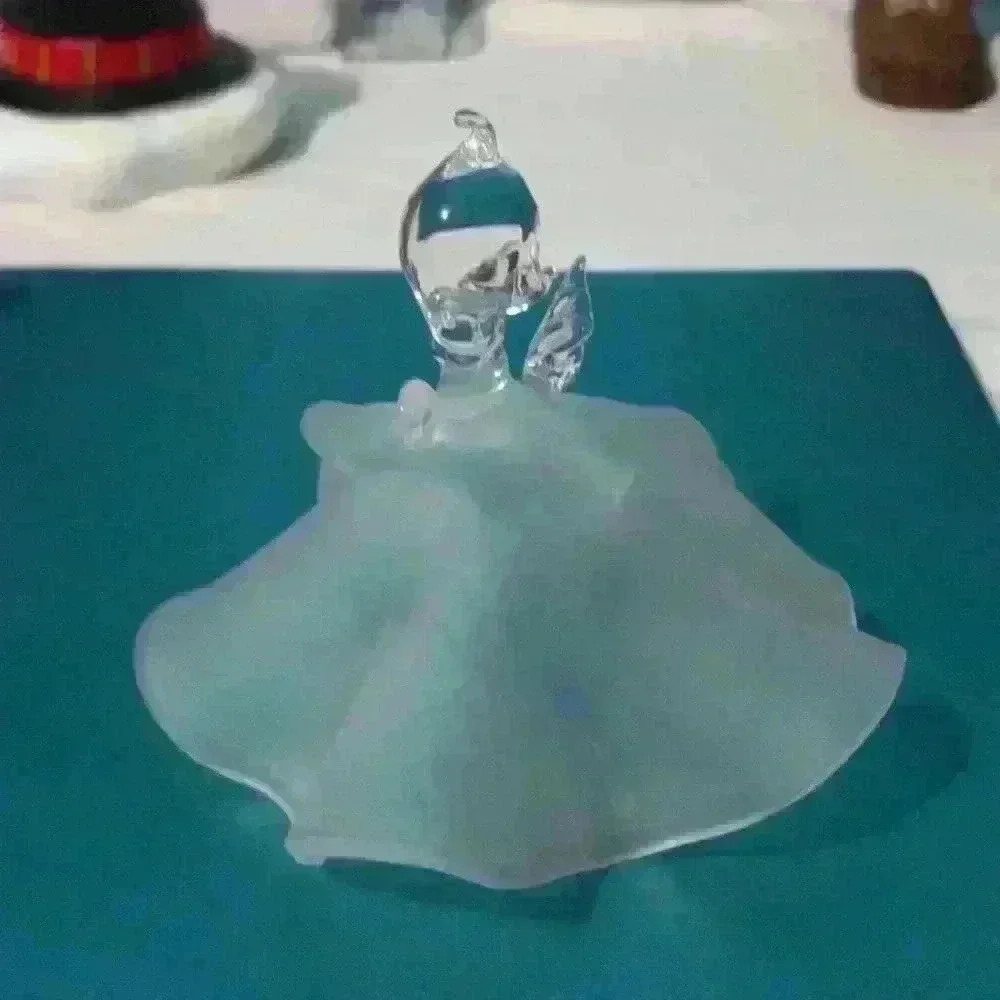 Unmarked clear and frosted blown glass angel praying girl decoration Christmas - Picture 3 of 7